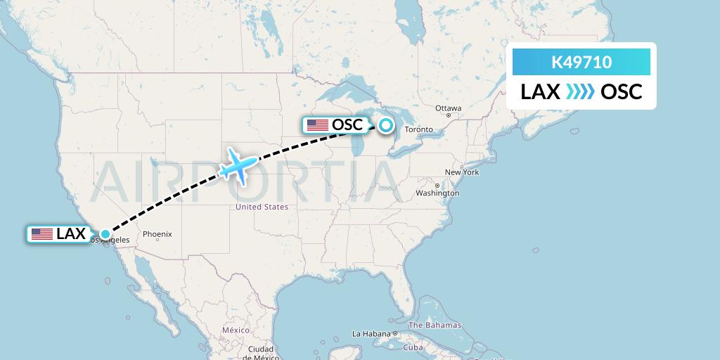 K49710 Kalitta Air Flight Map: Los Angeles to Oscoda