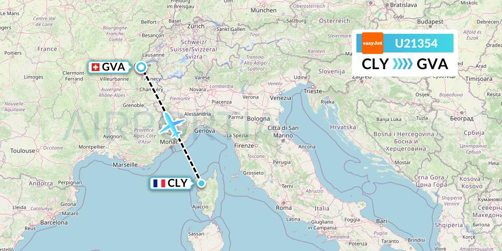 U21354 EasyJet Flight Map: Calvi to Geneva
