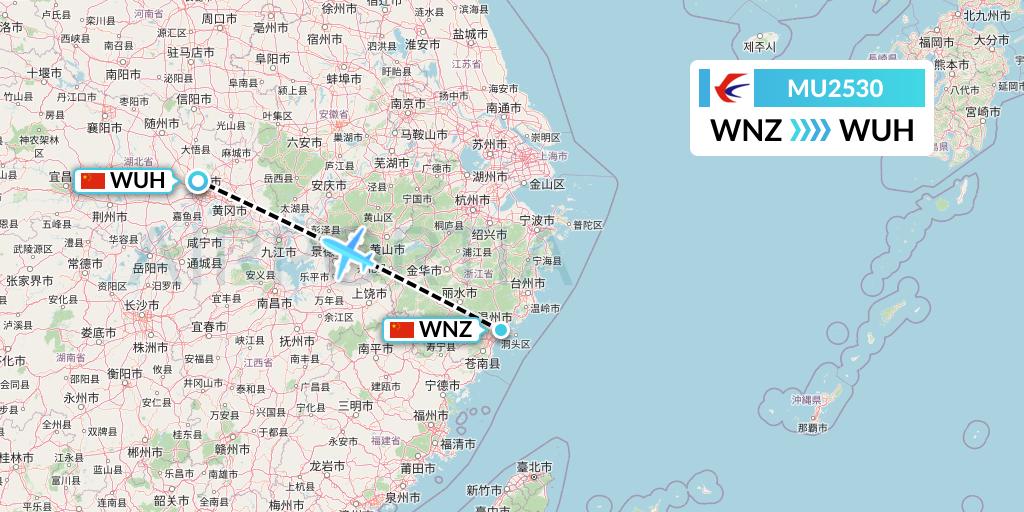 MU2530 China Eastern Airlines Flight Map: Wenzhou to Wuhan