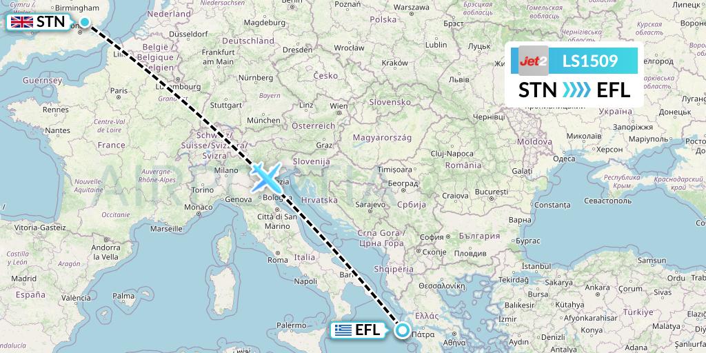 LS1509 Flight Status Jet2 London to Kefalonia (EXS1509)