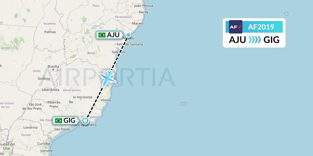 AF2019 Air France Flight Map: Aracaju to Rio de Janeiro