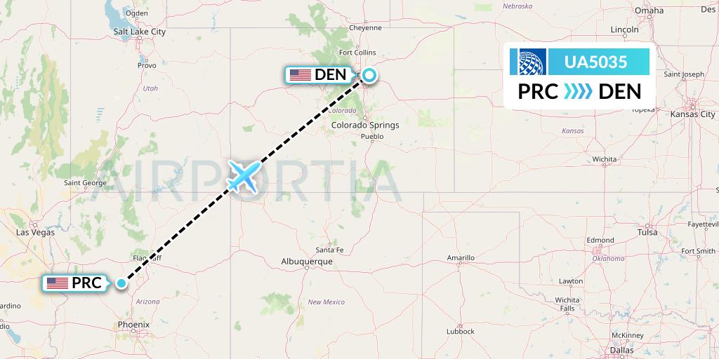 UA5035 United Airlines Flight Map: Prescott to Denver