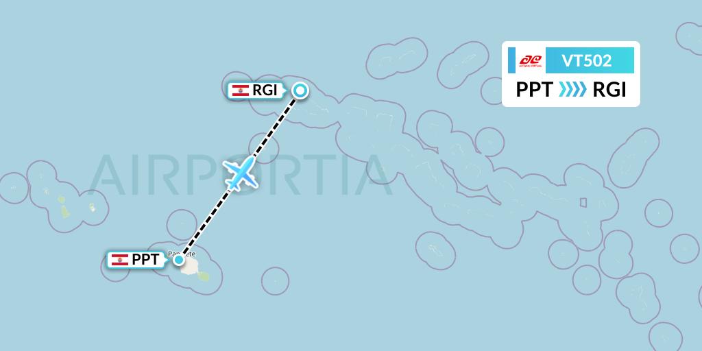 VT502 Air Tahiti Flight Map: Papeete to Rangiroa