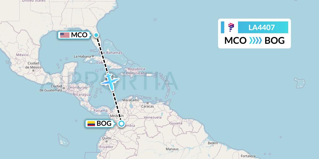 LA4407 Flight Status LAN Airlines Orlando to Bogota (LAN4407)