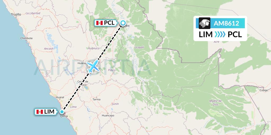 AM8612 Aeromexico Flight Map: Lima to Pucallpa