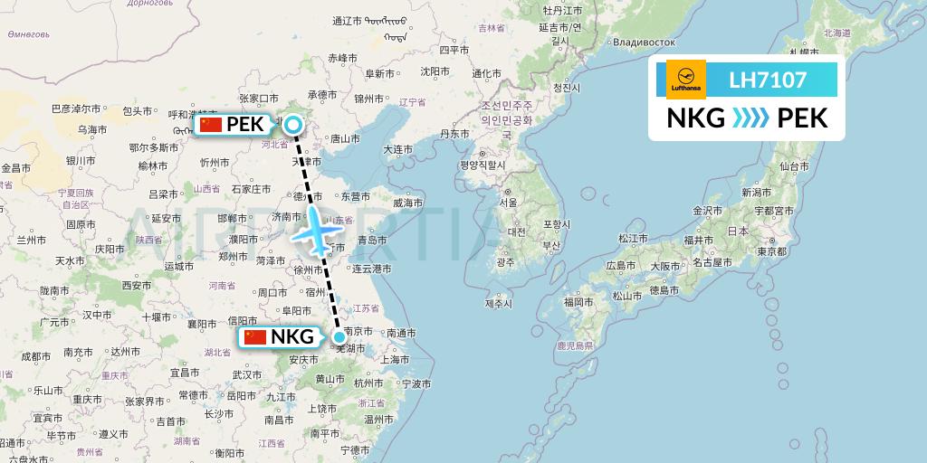 LH7107 Lufthansa Flight Map: Nanjing to Beijing