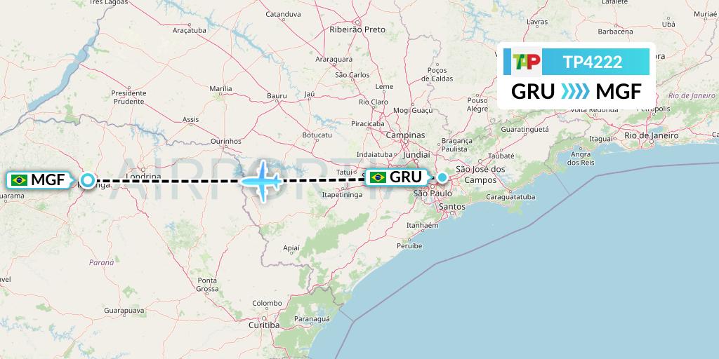 TP4222 TAP Portugal Flight Map: Sao Paulo to Maringa