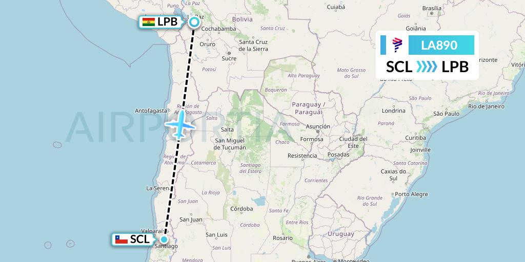 LA890 Flight Status LAN Airlines Santiago to La Paz (LAN890)