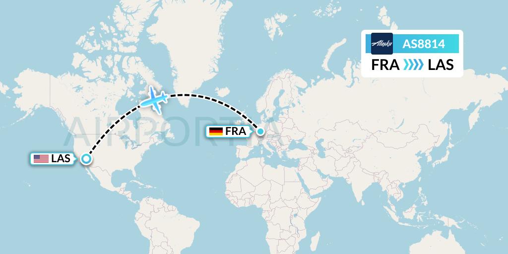 AS8814 Alaska Airlines Flight Map: Frankfurt to Las Vegas