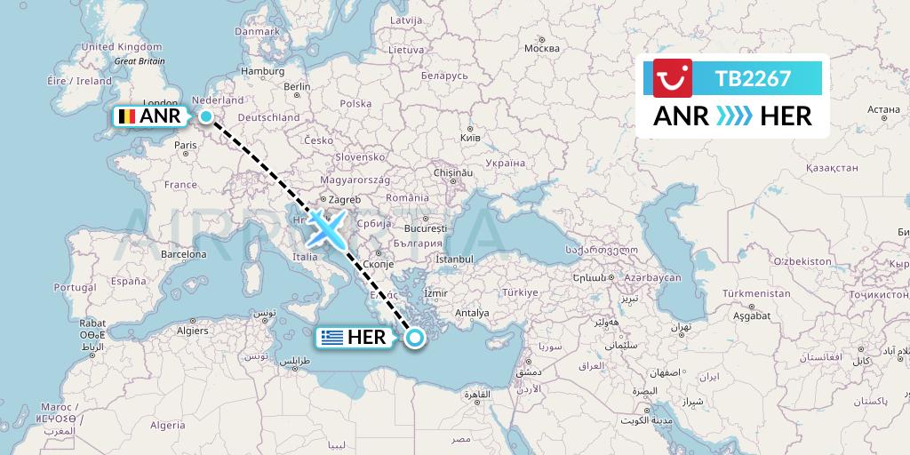 TB2267 Flight Status TUI fly Belgium Antwerp to Heraklion (JAF2267)