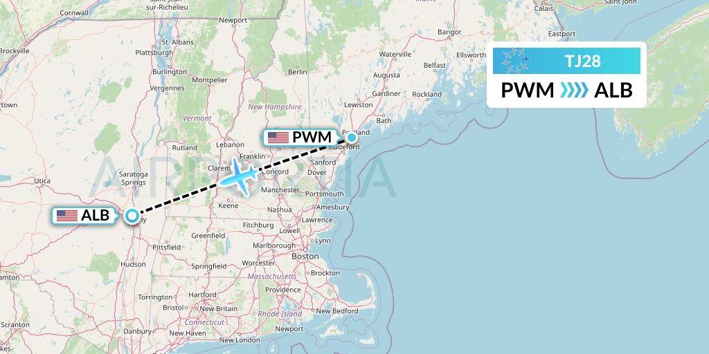 TJ28 Tradewind Aviation Flight Map: Portland to Albany
