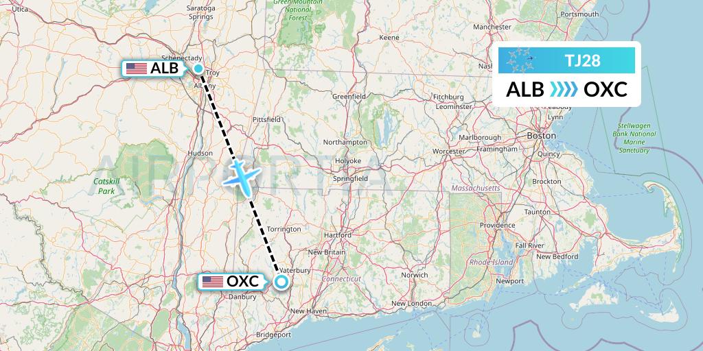 TJ28 Tradewind Aviation Flight Map: Albany to Oxford