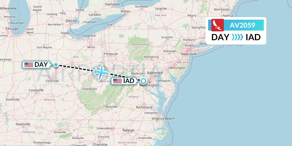 AV2059 Avianca Flight Map: Dayton to Washington