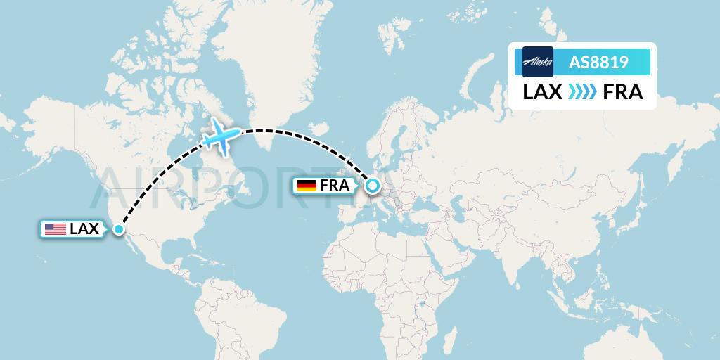 AS8819 Alaska Airlines Flight Map: Los Angeles to Frankfurt