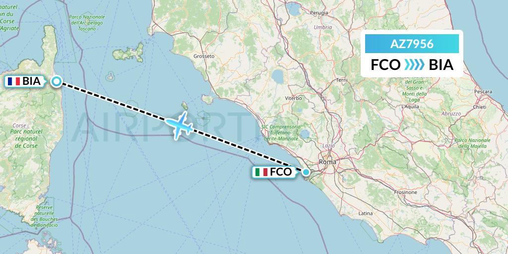 AZ7956 ITA Airways Flight Map: Rome to Bastia