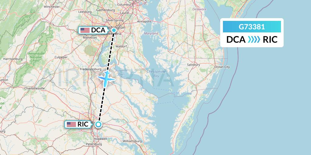 G73381 GoJet Flight Map: Washington to Richmond