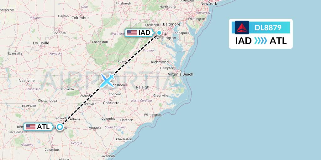 DL8879 Delta Air Lines Flight Map: Washington to Atlanta
