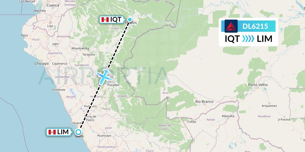DL6215 Delta Air Lines Flight Map: Iquitos to Lima