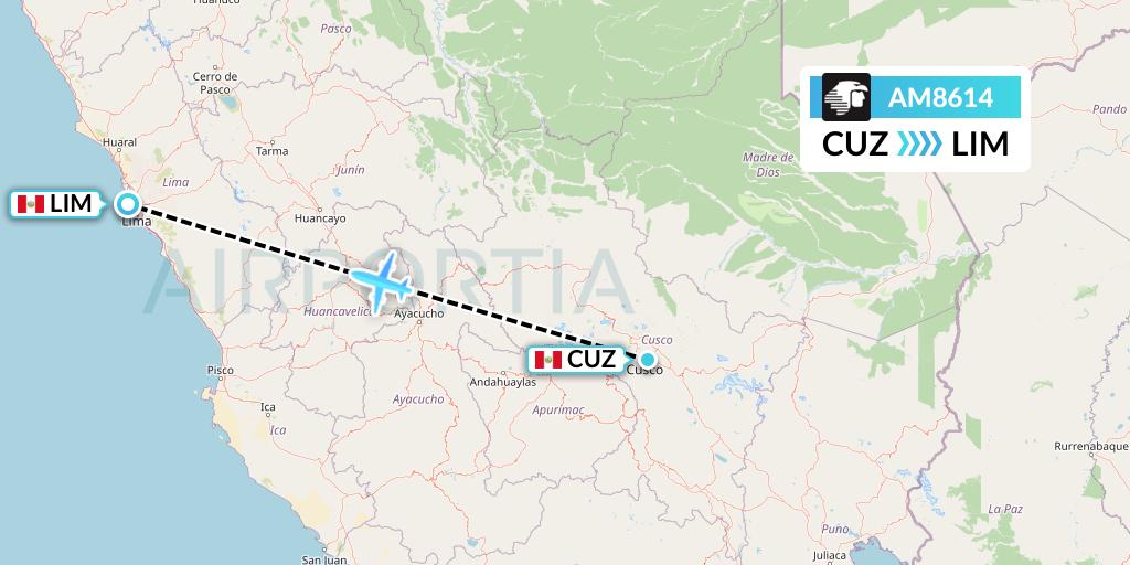 AM8614 Aeromexico Flight Map: Cusco to Lima