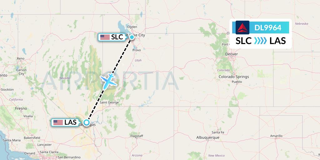 DL9964 Delta Air Lines Flight Map: Salt Lake City to Las Vegas