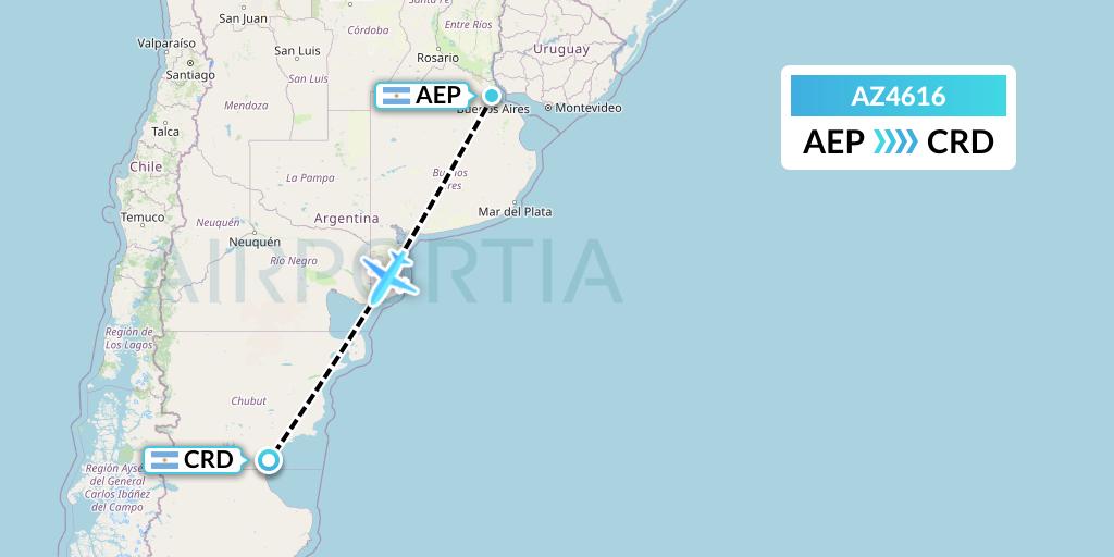 AZ4616 ITA Airways Flight Map: Buenos Aires to Comodoro Rivadavia
