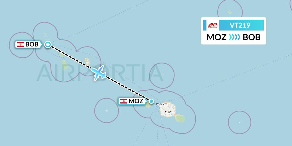 VT219 Air Tahiti Flight Map: Moorea to Bora Bora