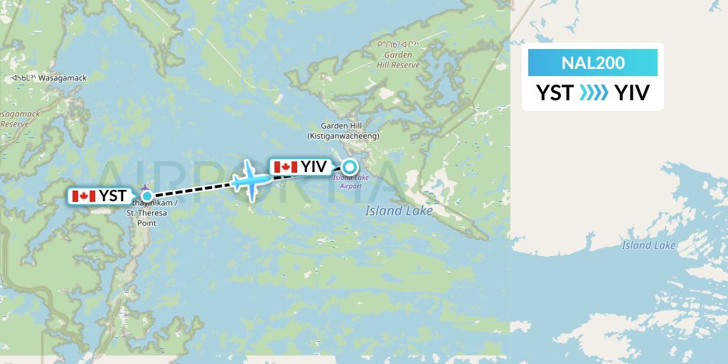 NAL200 Northway Aviation Ltd Flight Map: St. Theresa Point to Island Lake