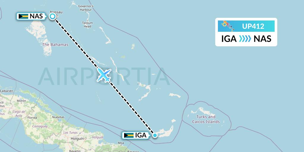 UP412 Bahamasair Flight Map: Matthew Town to Nassau