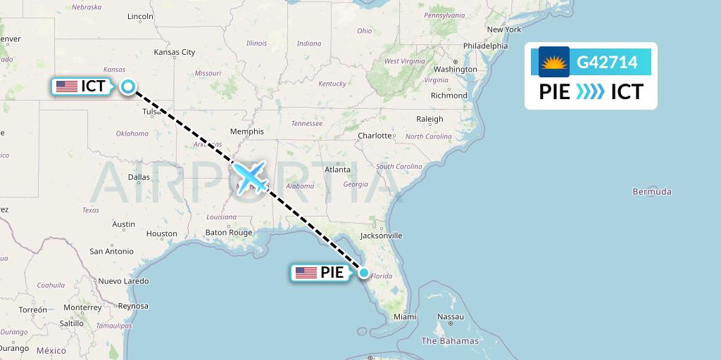 G42714 Allegiant Air Flight Map: St. Petersburg to Wichita