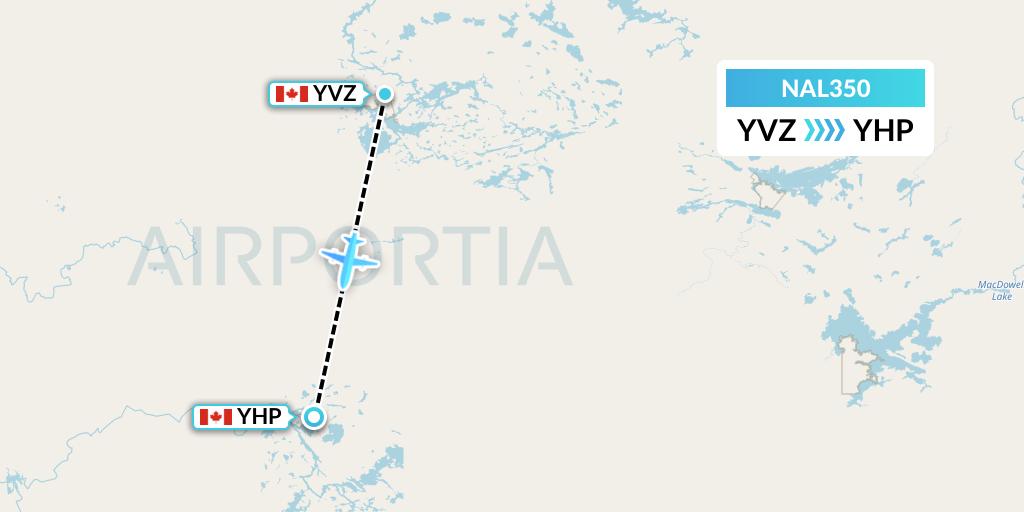NAL350 Northway Aviation Ltd Flight Map: Deer Lake to Poplar Hill