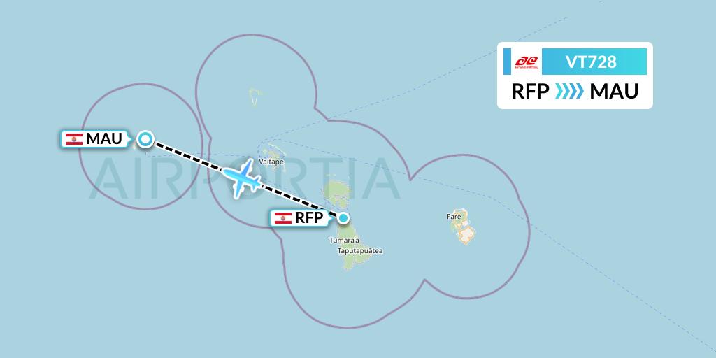 VT728 Air Tahiti Flight Map: Raiatea to Maupiti