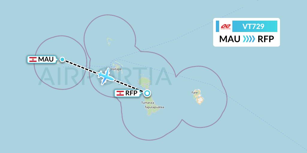 VT729 Air Tahiti Flight Map: Maupiti to Raiatea