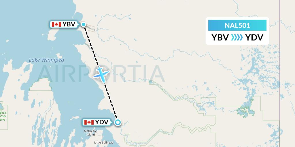 NAL501 Northway Aviation Ltd Flight Map: Berens River to Bloodvein River