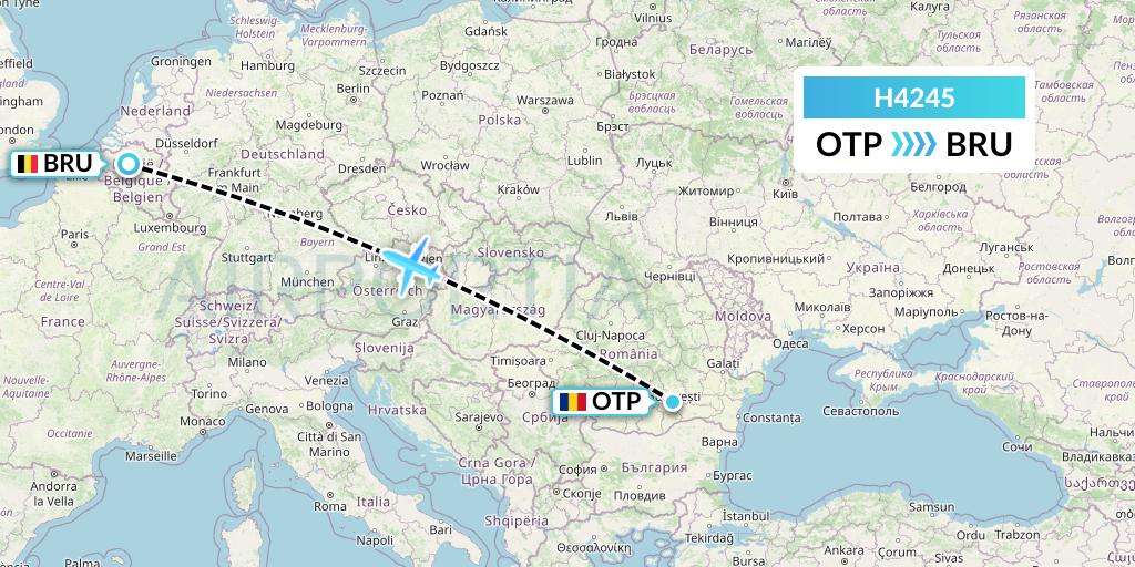 H4245 Hisky Europe Srl Flight Map: Bucharest to Brussels