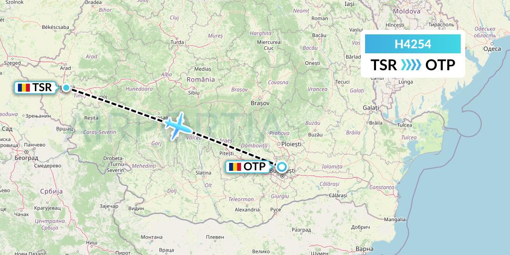 H4254 Hisky Europe Srl Flight Map: Timisoara to Bucharest