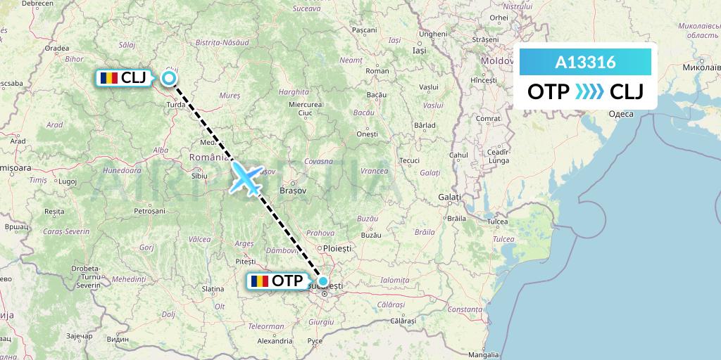 A13316 A.p.g. Distribution Systems Flight Map: Bucharest to Cluj-Napoca