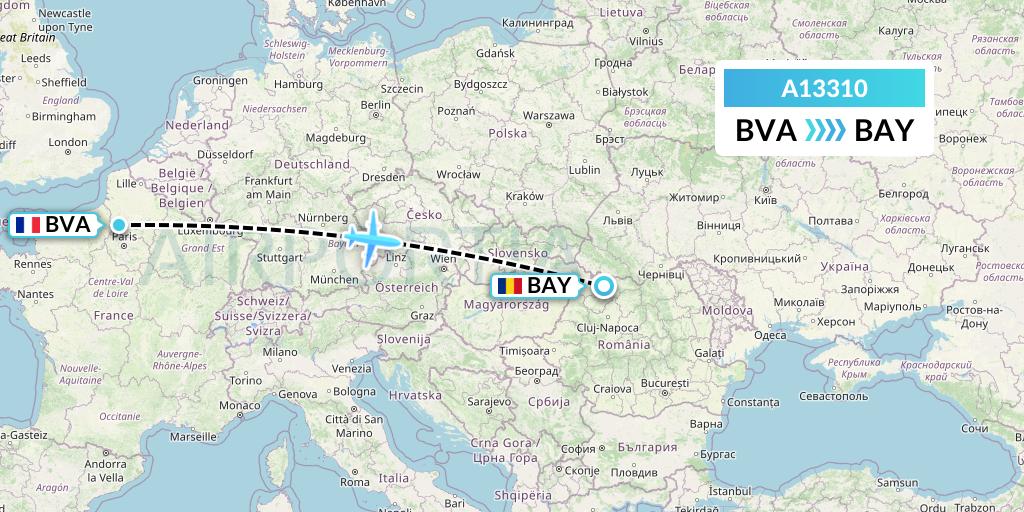 A13310 A.p.g. Distribution Systems Flight Map: Paris to Baia Mare