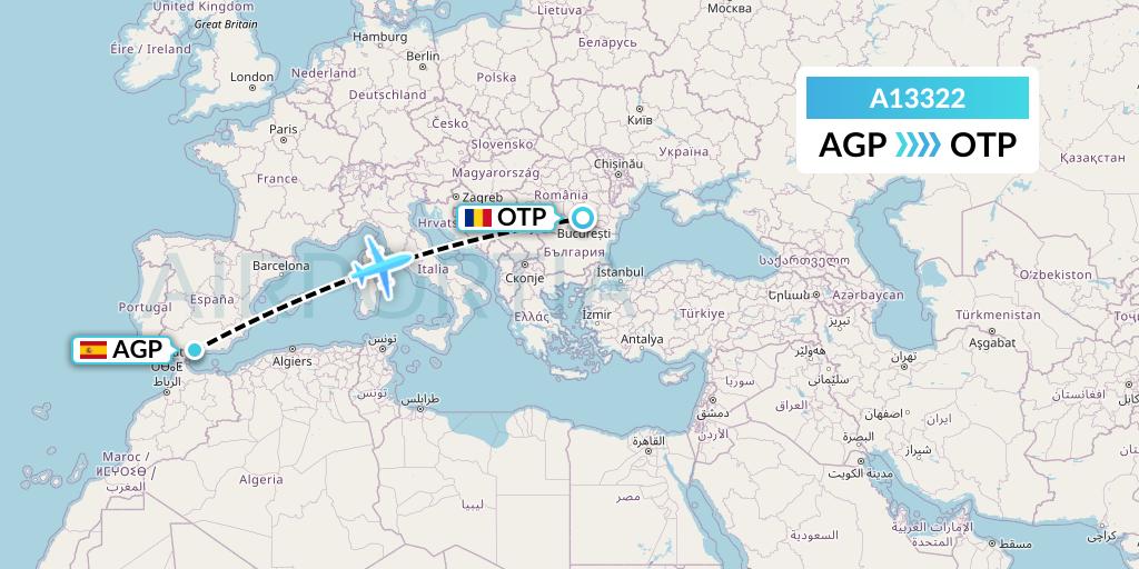 A13322 A.p.g. Distribution Systems Flight Map: Malaga to Bucharest