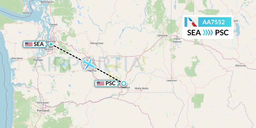 AA7552 American Airlines Flight Map: Seattle to Pasco