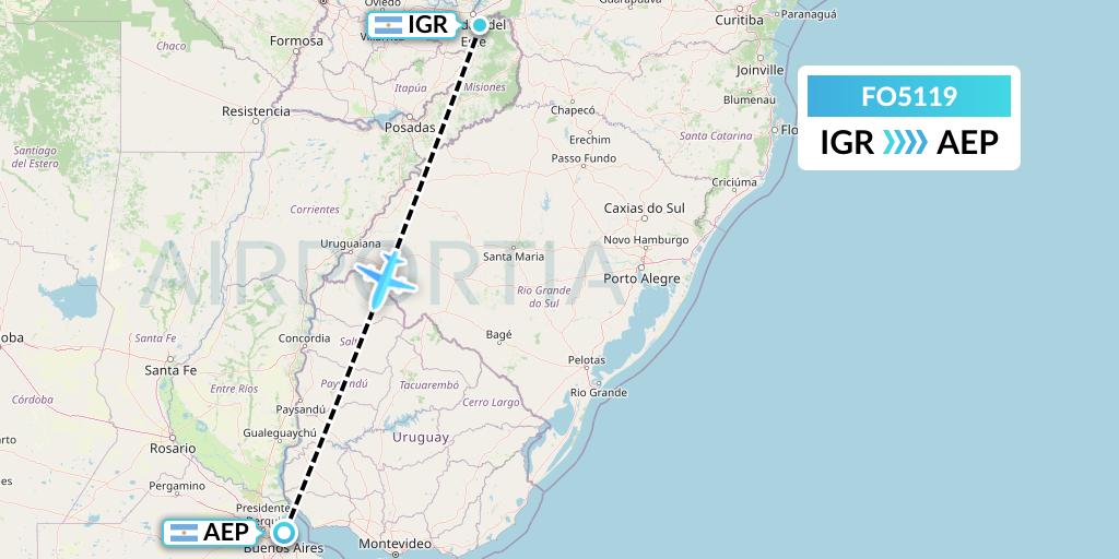 FO5119 Aero Flightops Uk Limited Flight Map: Puerto Iguazu to Buenos Aires