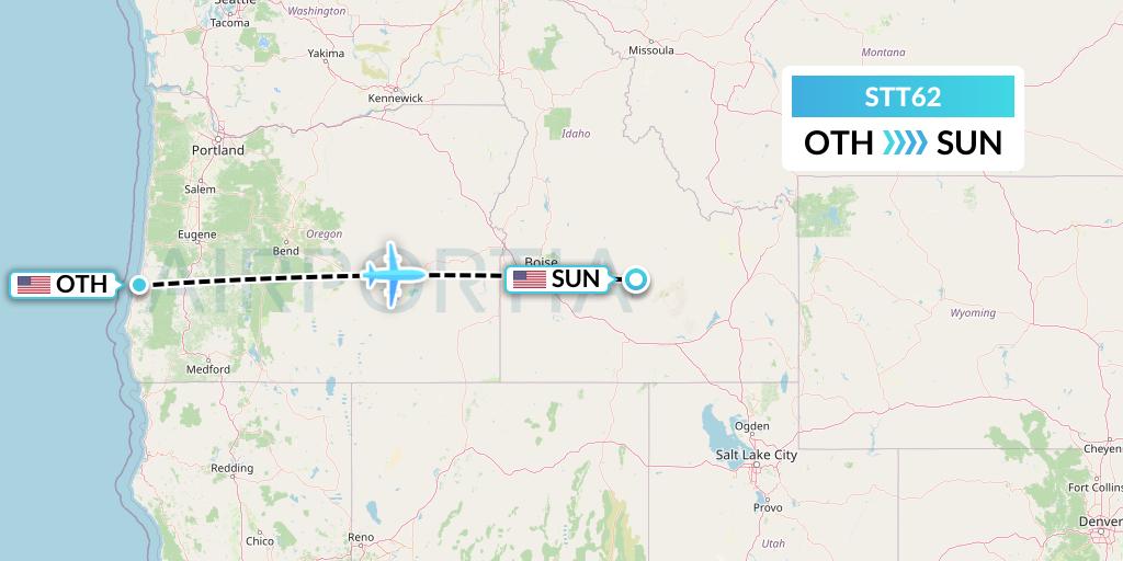 STT62 Western Aircraft, Inc. Flight Map: North Bend to Hailey