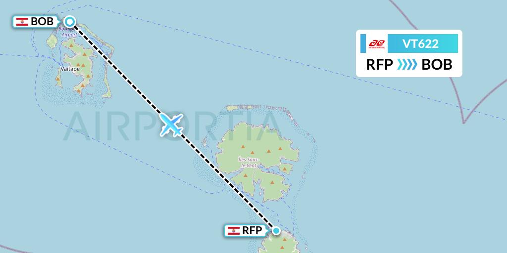 VT622 Air Tahiti Flight Map: Raiatea to Bora Bora
