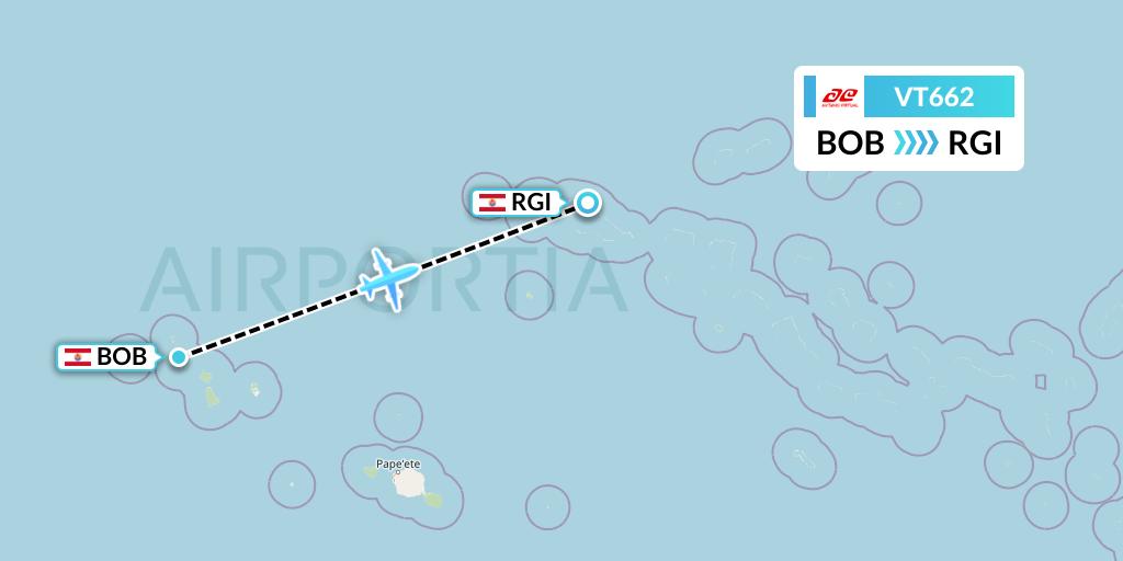 VT662 Air Tahiti Flight Map: Bora Bora to Rangiroa