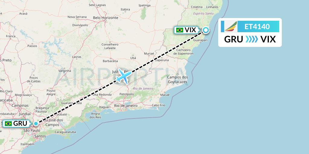 ET4140 Ethiopian Airlines Flight Map: Sao Paulo to Vitoria
