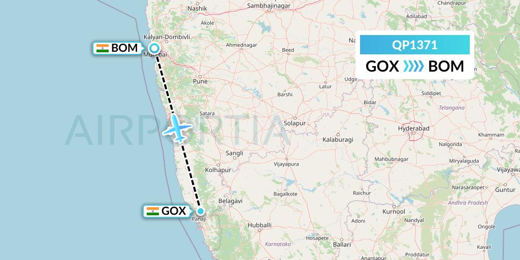 QP1371 Akasa Air Flight Map: Goa to Mumbai