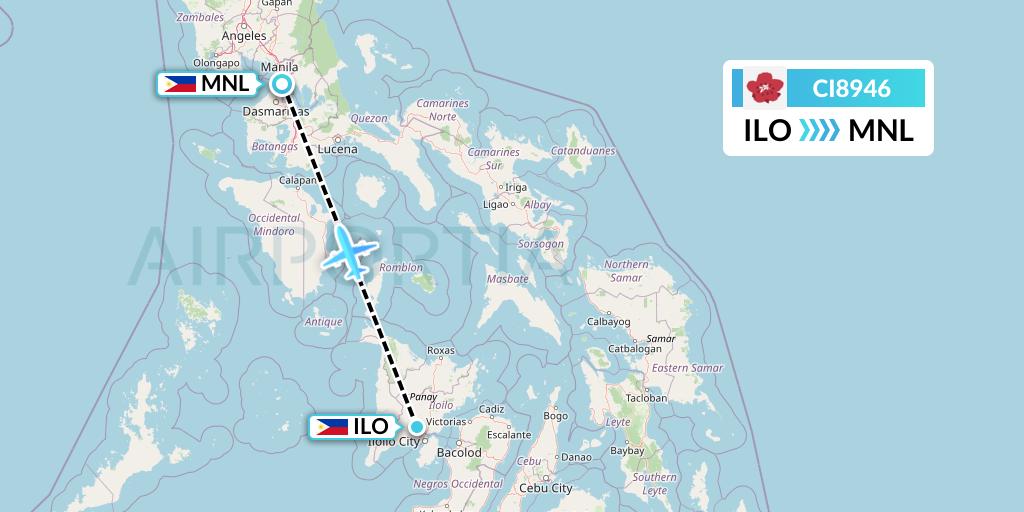 CI8946 China Airlines Flight Map: Iloilo to Manila