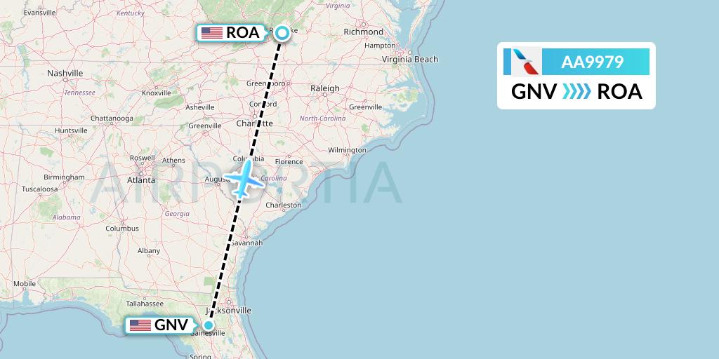 AA9979 Flight Status American Airlines Gainesville to Roanoke (AAL9979)