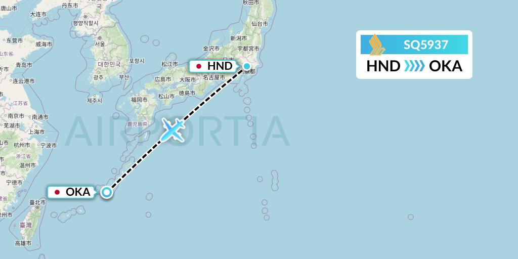 SQ5937 Singapore Airlines Flight Map: Tokyo to Naha