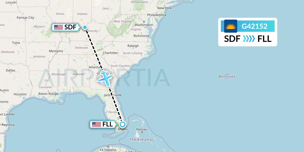 G42152 Allegiant Air Flight Map: Louisville to Fort Lauderdale