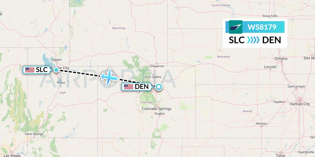 WS8179 WestJet Flight Map: Salt Lake City to Denver